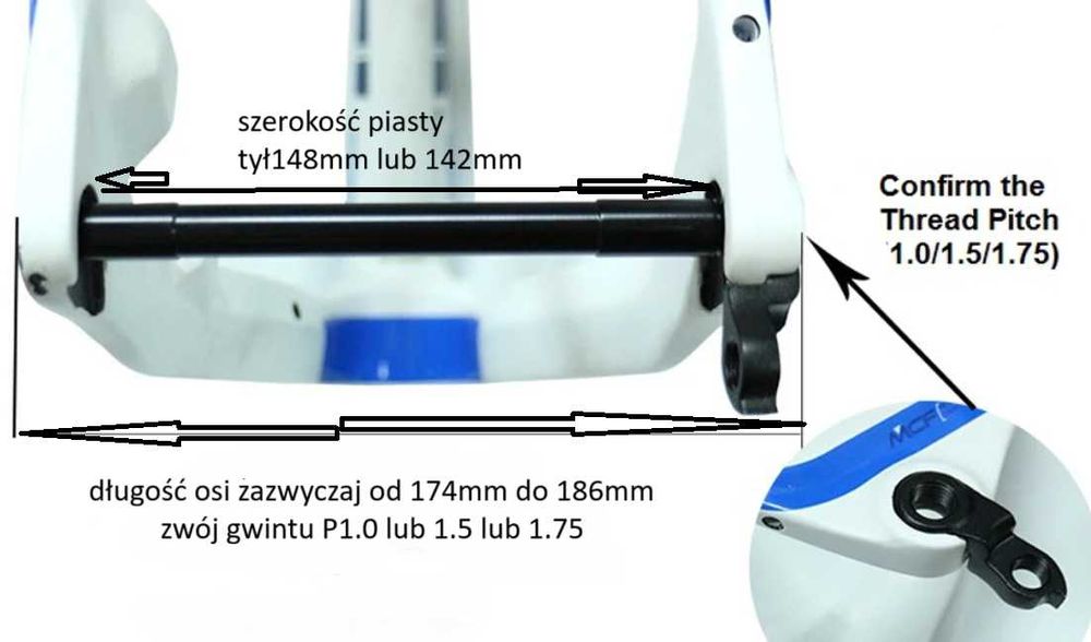 Os oś roweru mtb piasta 12 148 tył 183mm ebike elektryk górski rc rock