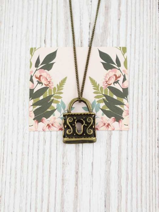 wisiorek kłódka naszyjnik vintage retro piękny boho etno gypsy NB160