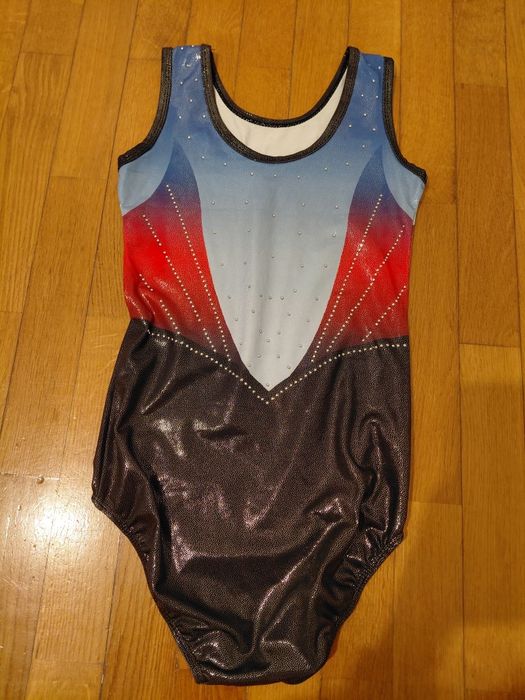 Maillot / Body de Ginástica e Patinagem Artística Vermelho, Azul e Preto 12 Anos