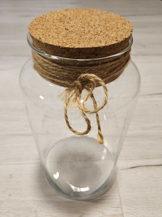 Duży szklany słój z korkiem (36x19 cm, 7L) Boho