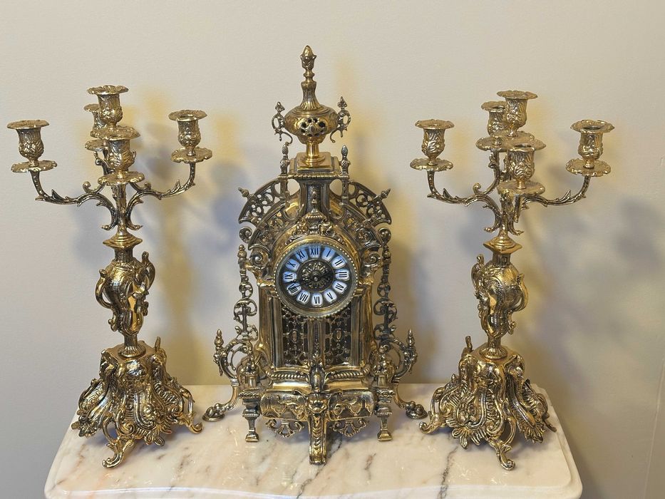 годинник камінний з канделябрами часы каминные винтаж часы в кабинет