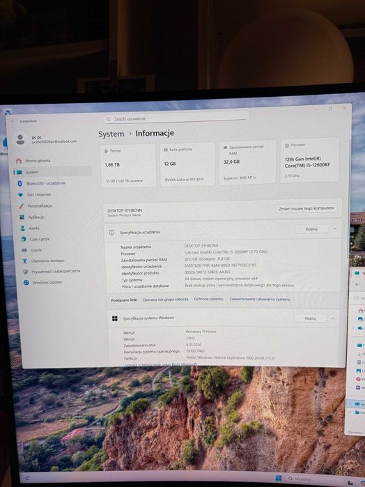 Mocny PC RTX 4070 12GB/i5-12600KF/64GB RAM/2TB NVMe +klawiatura i mysz