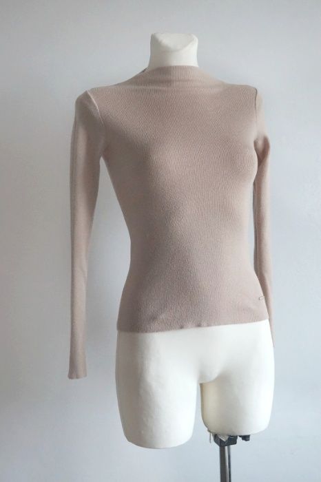 Beżowy cielisty top półgolf basic nude Mohito XS XXS
