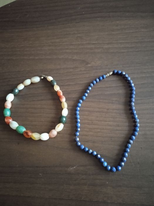 2 намиста з натуральних каменів: афганський лазурит і агат