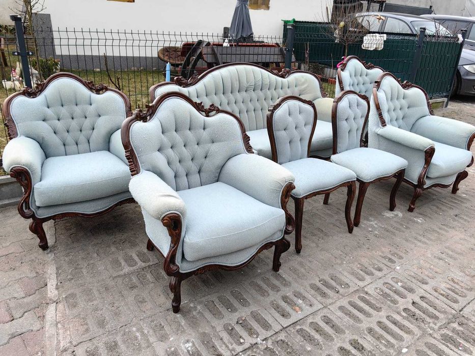 Zestaw wypoczynkowy sofa 3os+ 4x fotel +2x krzesło BAROK ANTYKI