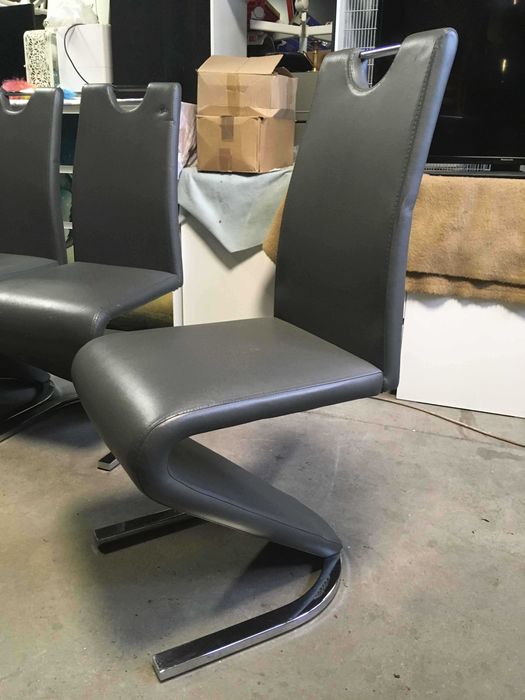 Krzesła nowoczesne ekoskóra szare 4 szt.