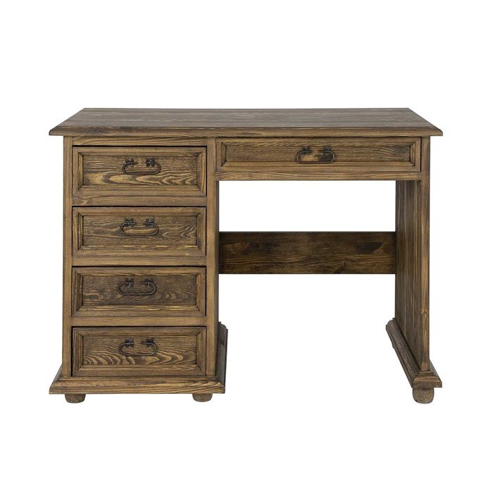 Brązowe biurko drewniane z szufladami dla dziecka