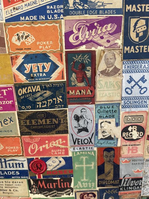 Coleção de embalagens lâminas de barbear old time