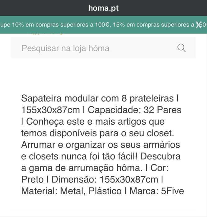 SAPATEIRA MODULAR COM 8 PRATELEIRAS
