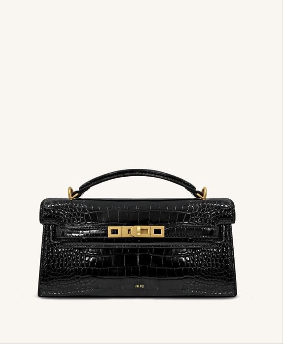 Жіноча сумка кросс-боді через плече JW PEI Noor Top Handle Bag Black croc