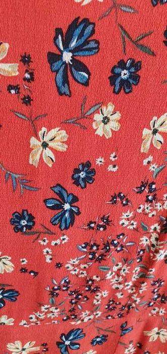 Sukienka kopertowa w kwiaty Czerwona sukienka midi BOHO _ rozmiar 40