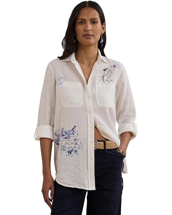 Ralph lauren. рубашка цвета хаки 100% лен р м.