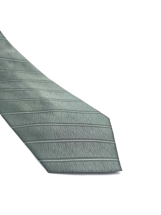 roccobarocco włoski szary jedwabny krawat w paski ady51