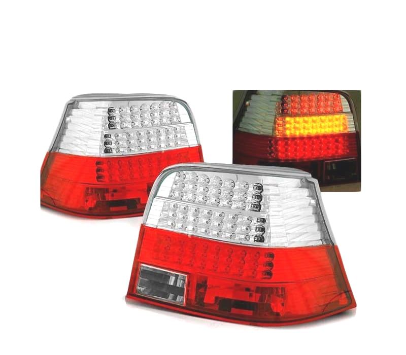 FAROLINS TRASEIROS LED VOLKSWAGEN VW GOLF 4 97-03 VERMELHO BRANCO