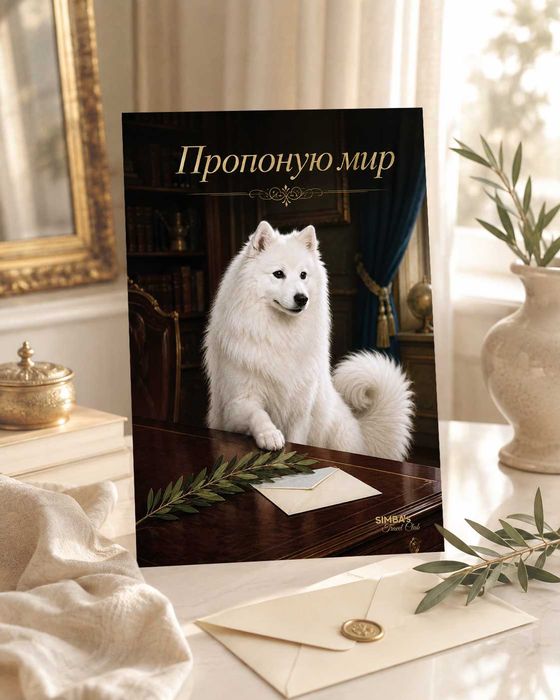 Подарункова листівка «Пропоную мир» із Сімбою, примирення 10×15 см