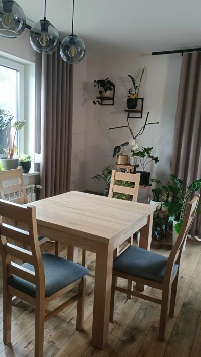 Zestaw mebli stół + krzesła drewniane dąb Sonoma
