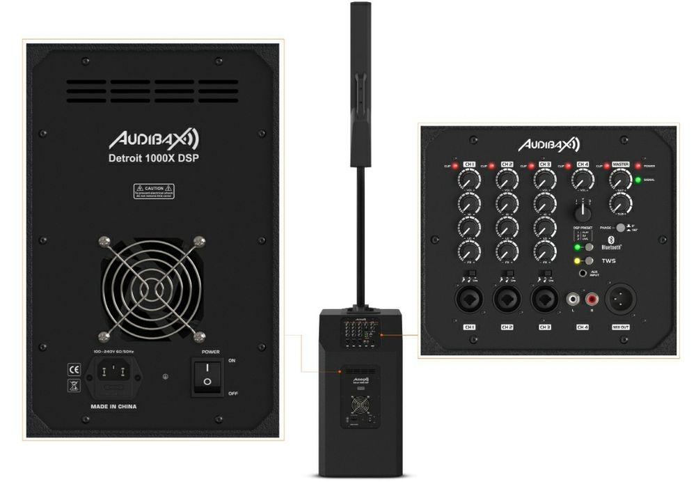 Sistema PA Ativo Portátil Audibax Detroit 400 | Som Profissional