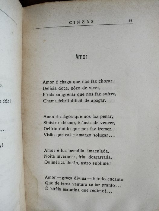Livro Cinzas (Versos) 1938