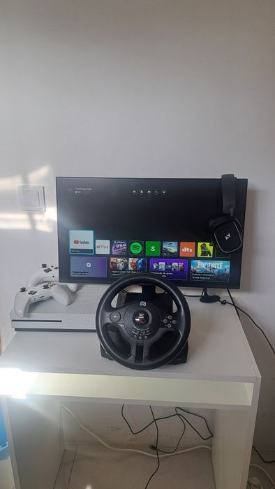 setup gaming completo – xbox one + monitor + volante + acessórios
