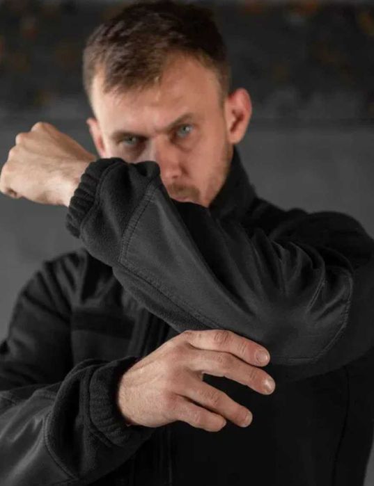 Теплая кофта флисовая черная флиска для полиции тактическая кофта флис