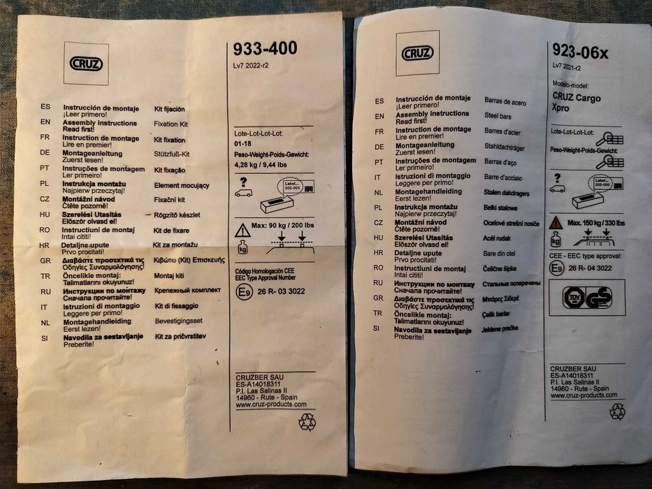 3 Barras tejadilho Citroen Berling
