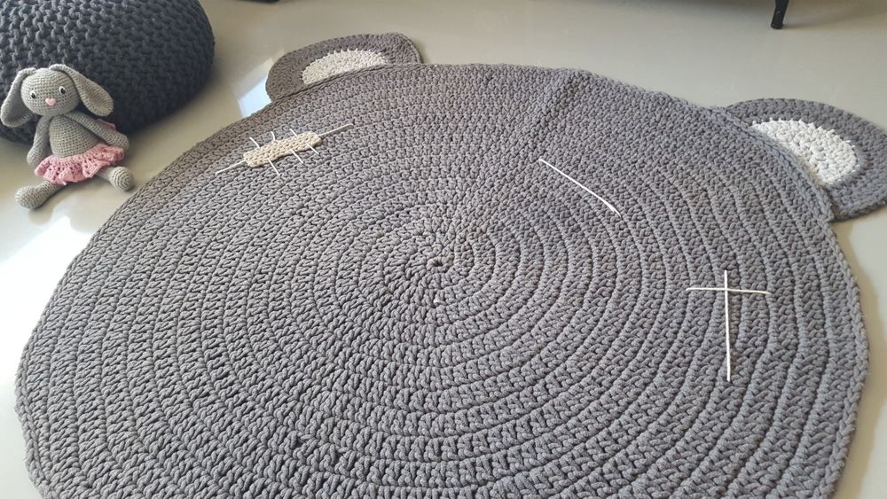 Dywan okrągły MIŚ ze sznurka bawełnianego 100cm. Handmade.