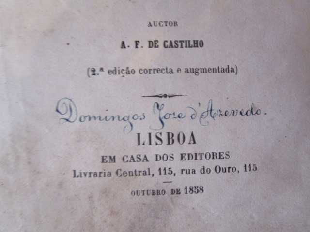 Livro tratado metrificação portuguesa  A F Castilho 1858