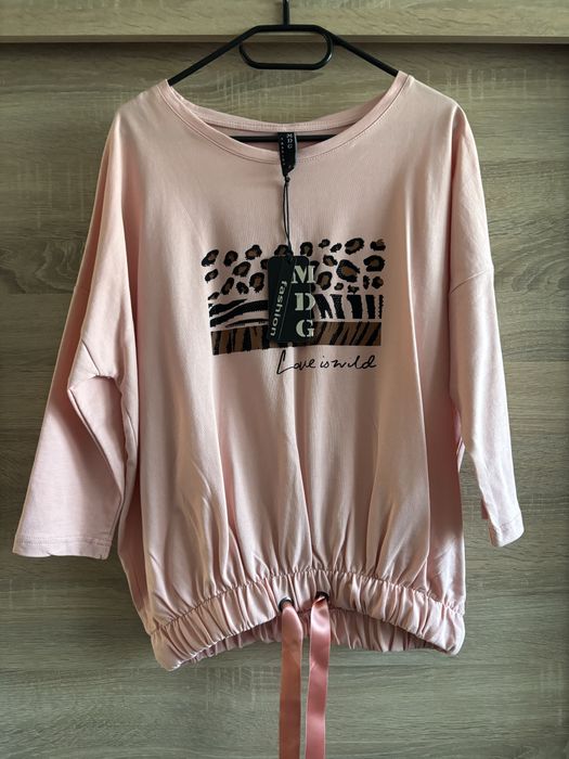 Bluzka damska MDG Fashion kimono oversize morela panterka rękaw 3/4