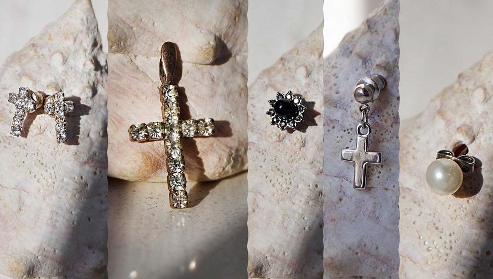 Вінтаж набір прикрас кулон сережки хрестик