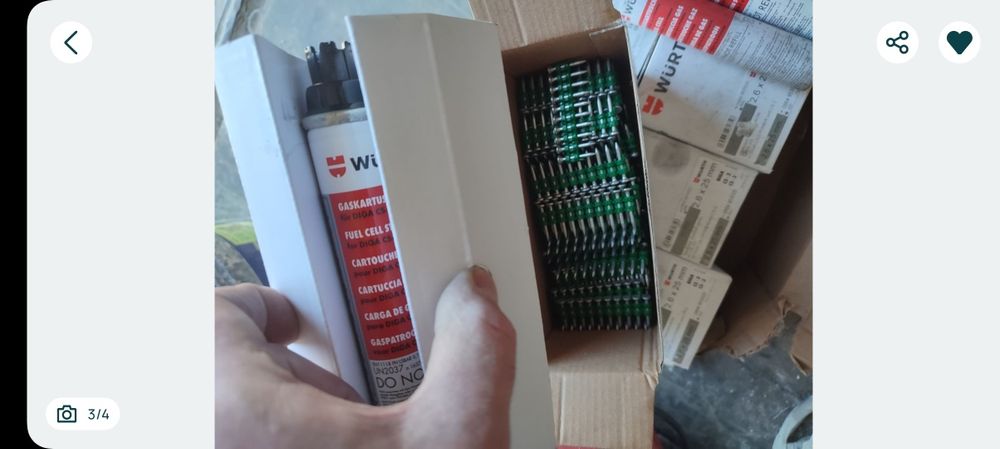 Gwoździe firmy wurth 2,6×25mm do gwozdziarki Diga CS2, CS3