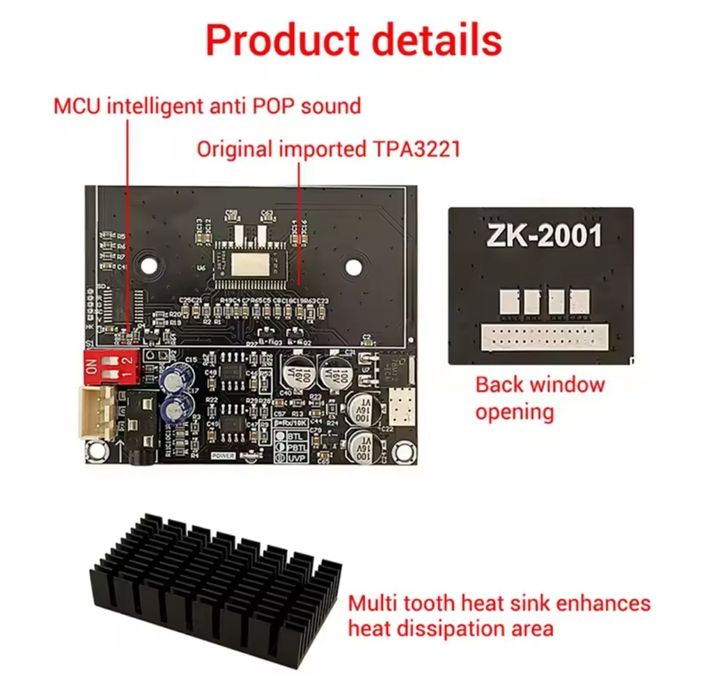 Усилитель мощности TPA3221 2*100W, PBTL 200 W, ZK-2001, сабвуфер, ТОП