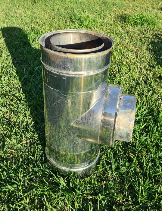 Tê duplo inox para evacuação de fumos 150mm 200mm