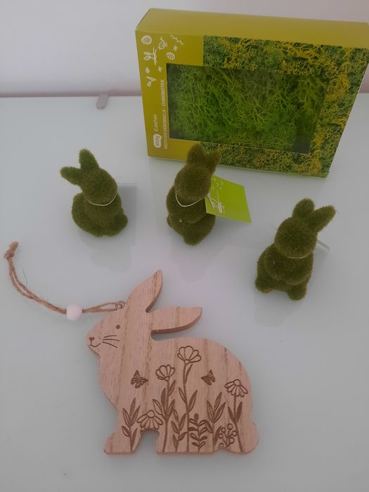 Zajączek drewniany - zając wielkanocny - figurka wiosenna