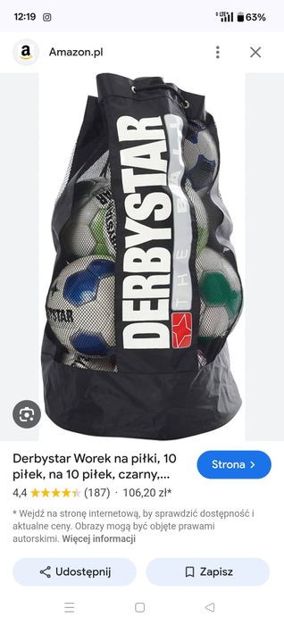 Torba na 10 piłek, derbystar