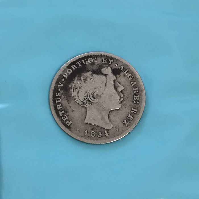 100 Réis (Tostão) 1854 D. Pedro V - prata