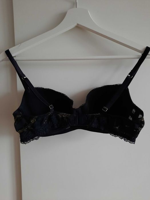 Intimissimi biustonosz stanik balkonetka czarny złoty koronka 80B 75C