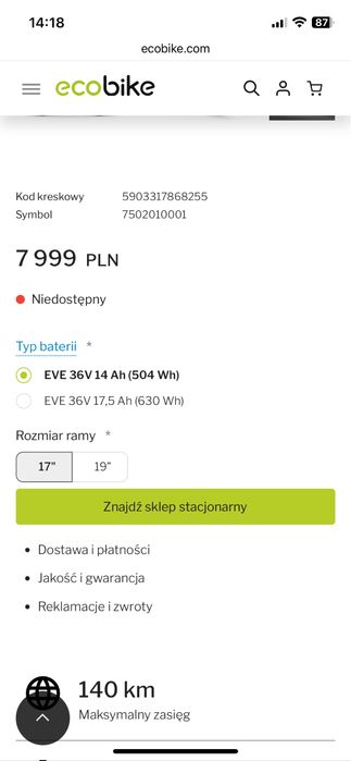 Rower elektryczny Ecobike X-Cross White