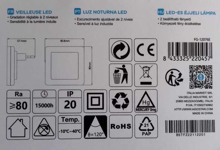 Luz led de presença 0.36W 5 lúmens 3000K