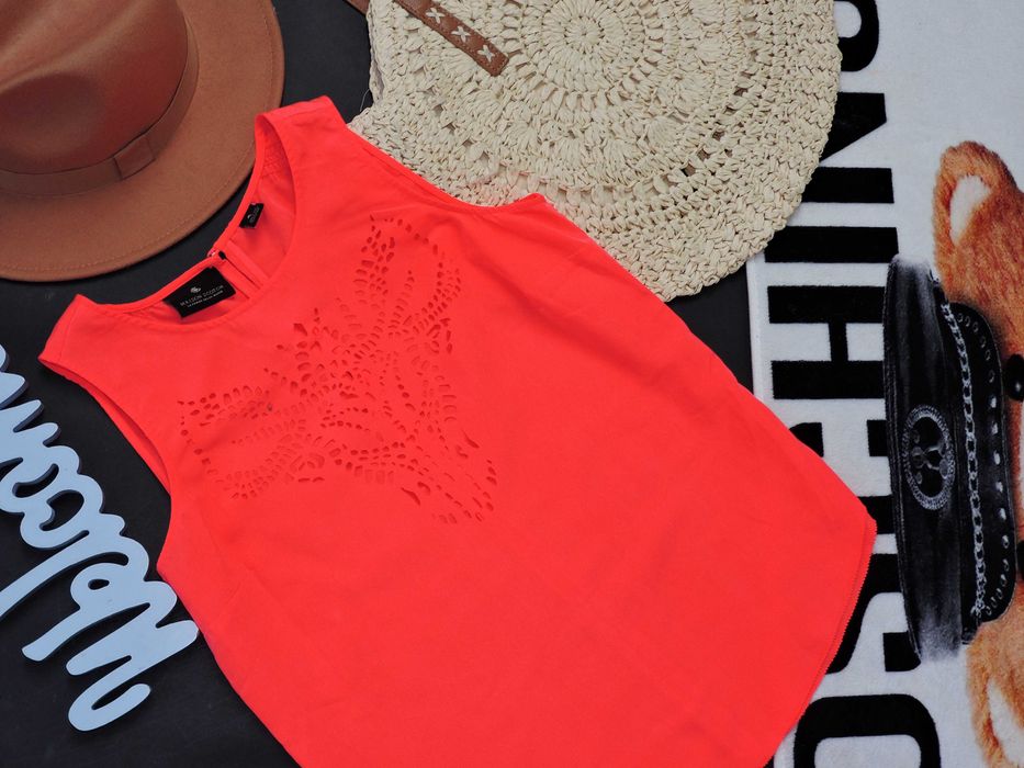 Maison Scotch Bluzka neon wycięcie ażur S