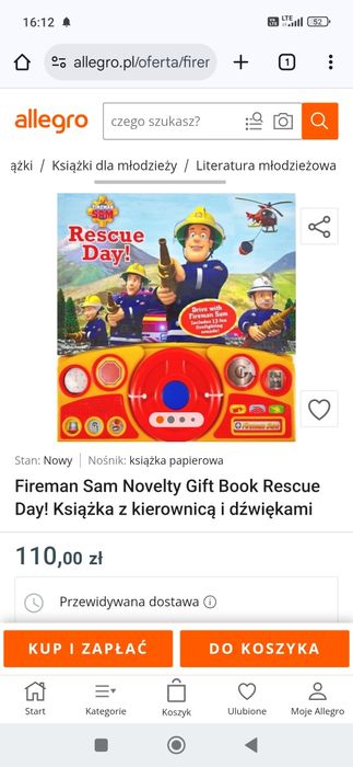 Książka Strażak Sam Na Ratunek z kierownicą.