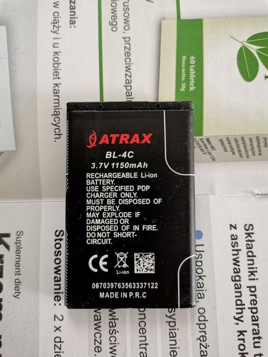Bateria akumulator Atrax BL-4C zamiennik Nokia BL-4C 860mAh