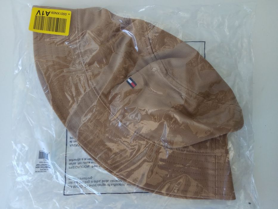 Nowy oryginalny kapelusz bucket hat Tommy Hilfiger beżowy brąz