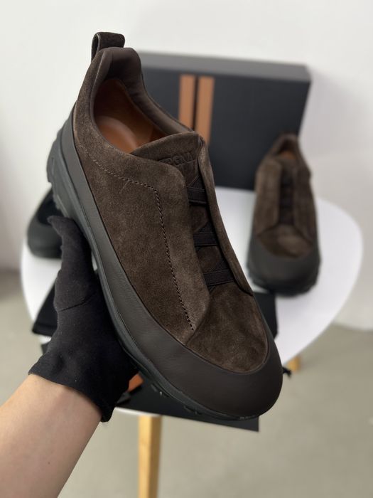 Мужские замшевые кроссовки Zegna ботинки натуральная кожа Зенья ob444