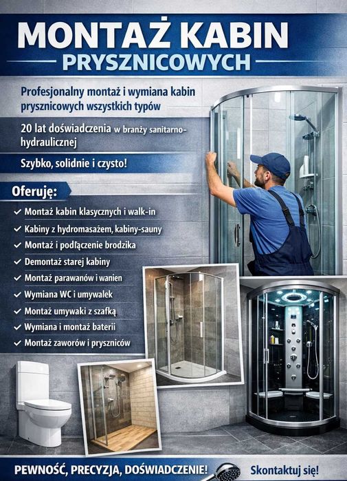 Profesjonalny montaż kabin prysznicowych PODLASIE