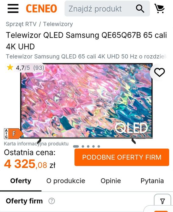 Samsung Qled 65 cali.