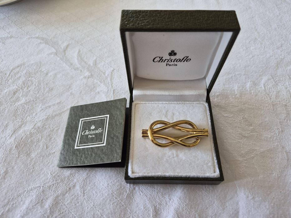 Christofle prendedor de lenços com banho de ouro