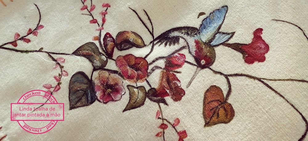 Toalha de mesa pintada à mao