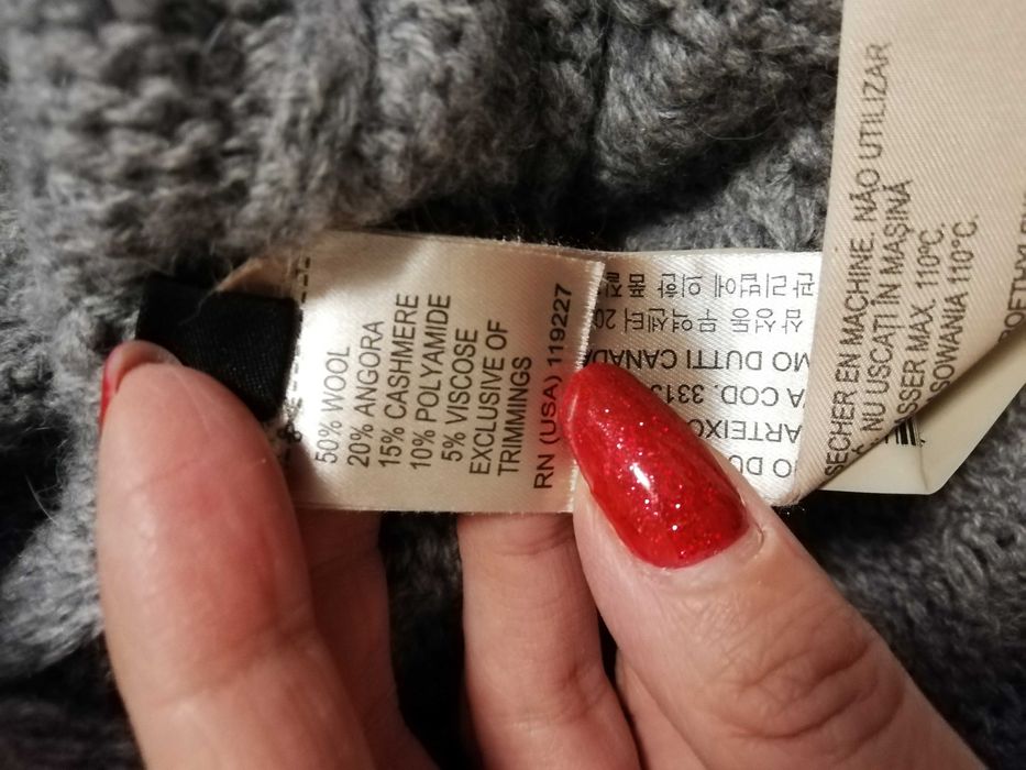ponczo Massimo Dutti S 36 wełna angora kaszmir narzutka Massimo Dutti