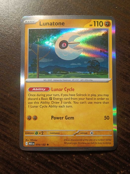 HOLO Lunatone 074/132 Karta POKEMON TCG Mega Evolution