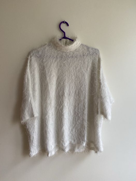 Sweter Stradivarius futerko polar bluza włochaty biała S XS